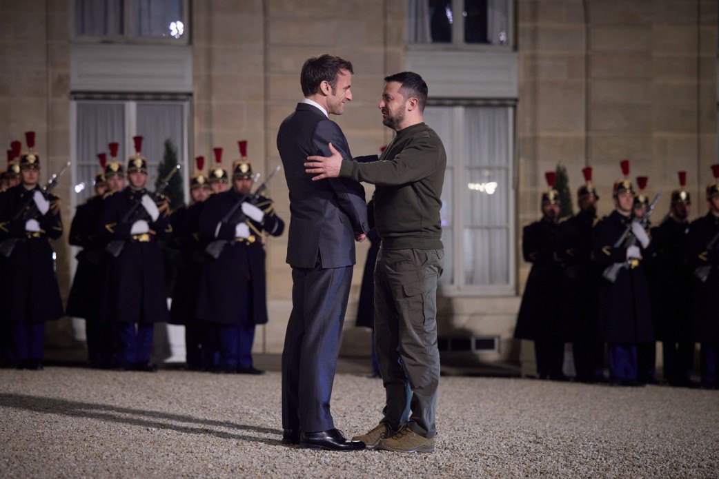 Volodymyr Zelenskyy's meeting with Emmanuel Macron and Olaf Scholz in Paris, 9 February 2023