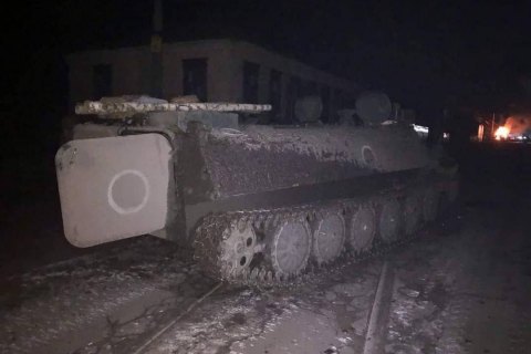 The column of military vehicles was destroyed near metro station Beresteiska