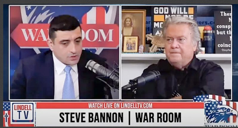 Simion is an online guest on Stephen Bannon's <i>War Room</i> show