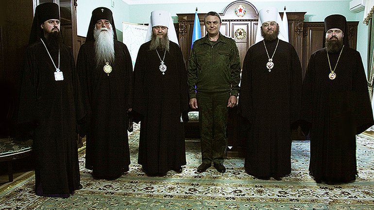 Luhansk bishops of the UOC-MP at a meeting with the leader of the Luhansk People's Republic, Pasichnyk, in the summer of 2022