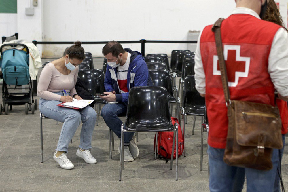 A refugee assistance centre in Barcelona, Spain, 8 April 2022