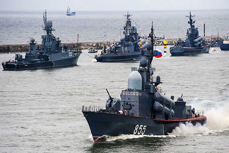 Warships of the Baltic Fleet of Russia in the Baltic Sea 