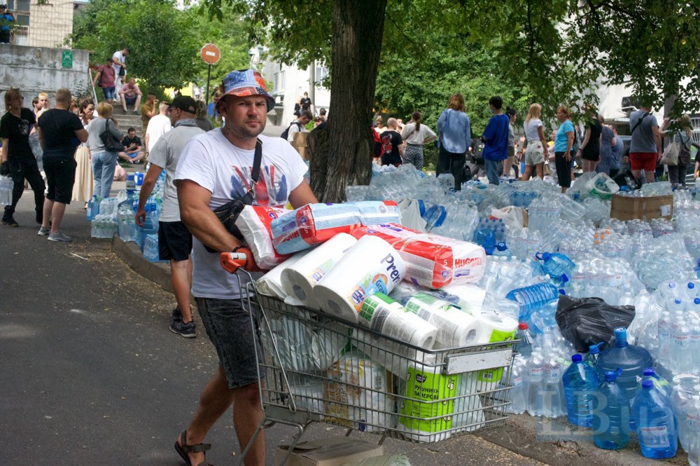 People brought water and essential goods