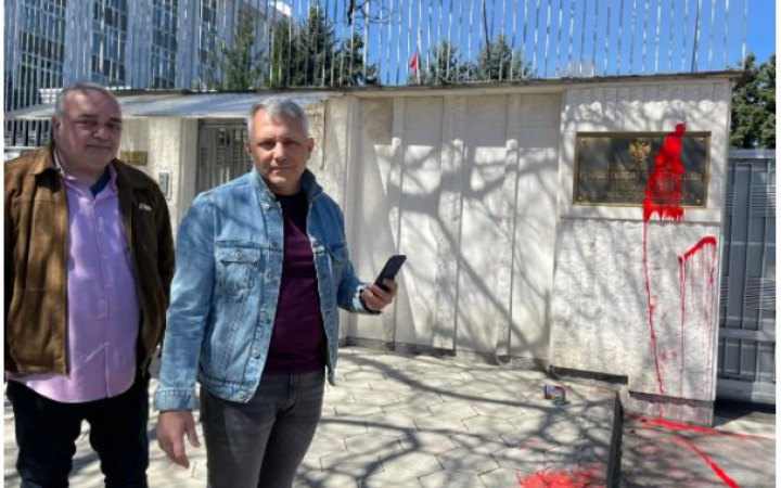 In Sofia, the Russian embassy was painted red