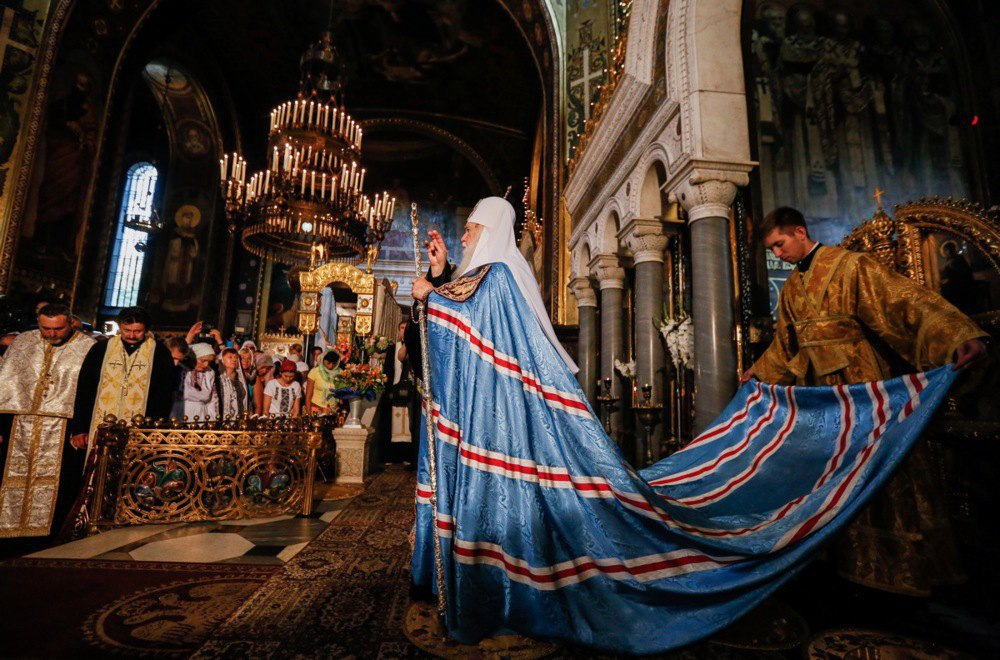 Patriarch of the Ukrainian Orthodox Church of the Kyiv Patriarchate Filaret during the service on the occasion of the 1028th anniversary of the baptism of Kyivan Rus in St. Volodymyr's Cathedral in Kyiv, Ukraine, 28 July, 2016
