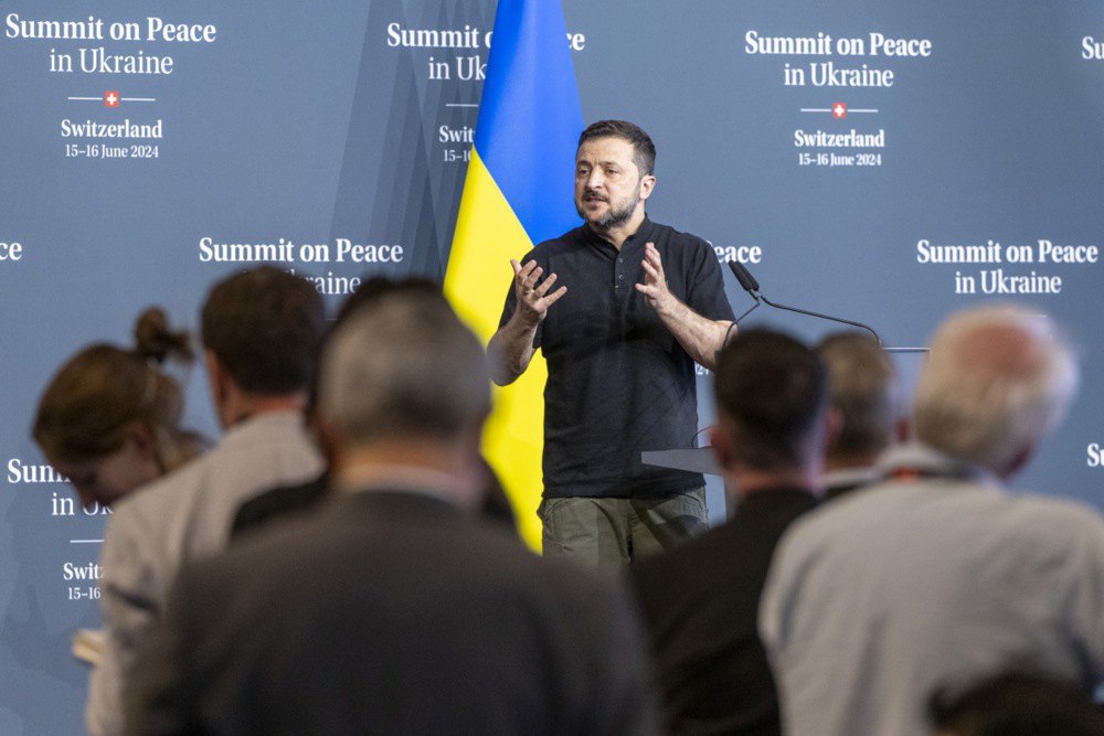 Volodymyr Zelenskyy during Peace Summit in Switzerland