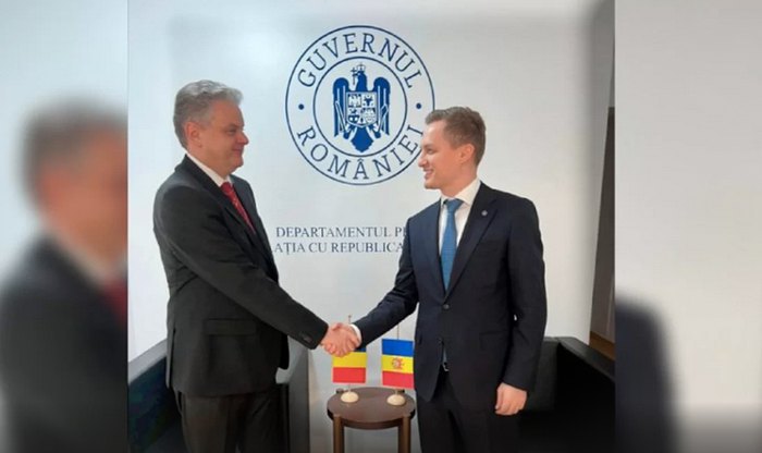 Deputy Prime Minister in the Government of the Republic of Moldova Oleg Serebryan (left) during an official visit to Bucharest during a meeting at the Department of Relations with the Republic of Moldova, 28 February, 2024.