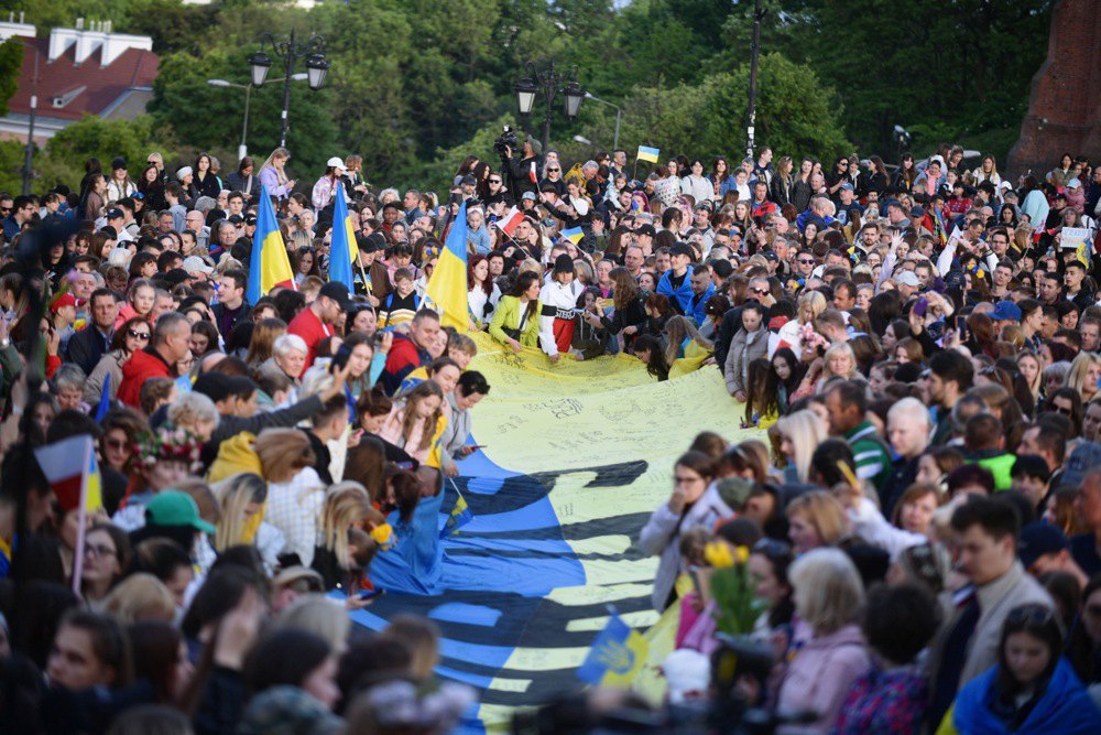 Ukrainians during the March of Gratitude in Warsaw, 29 May, 2022.