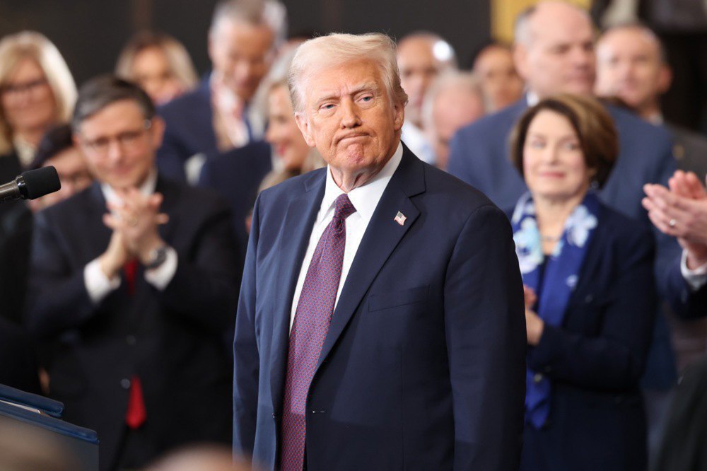 US President Donald Trump after his inauguration in the rotunda of the United States Capitol in Washington, on 20 January, 2022.