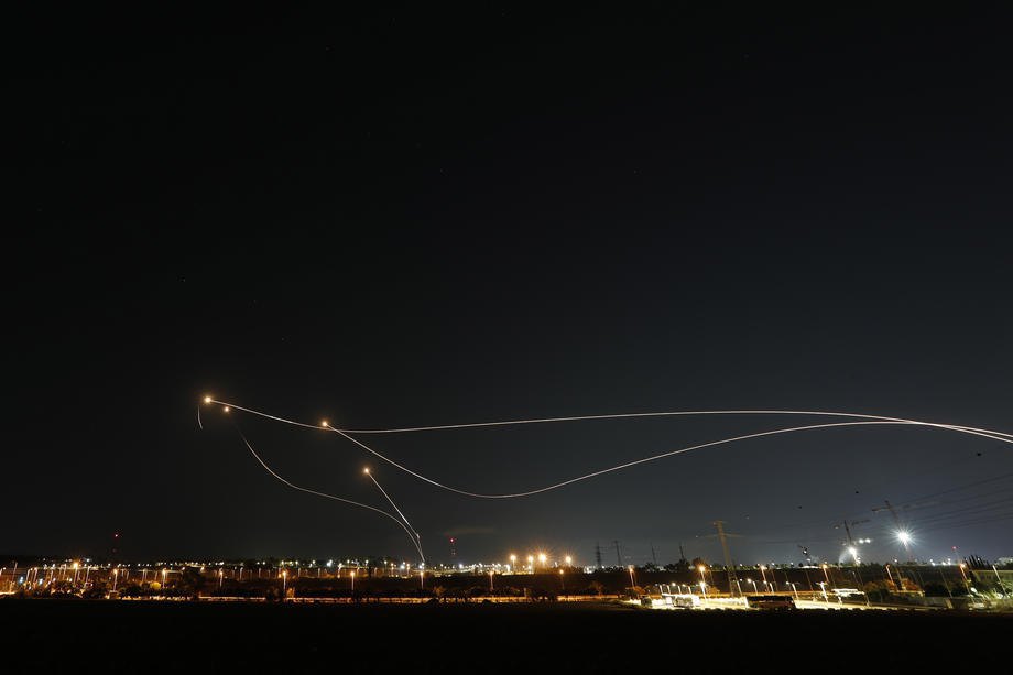 Israel's Iron Dome air defence system targets rockets fired from Gaza, 7 August 2022
