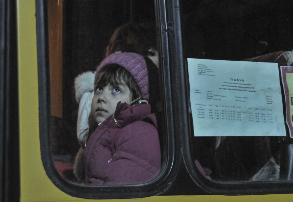  Evacuation bus from Donetsk to Rostov Region, 19 February 2022.