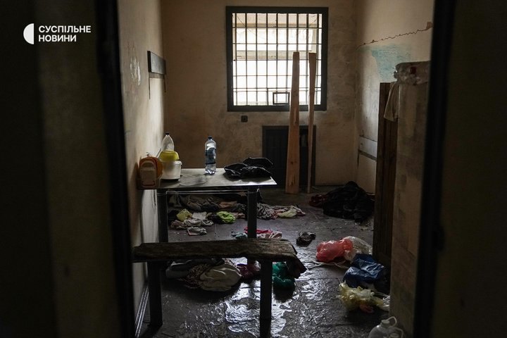 The cells where people were held in the Kherson detention centre, 14 November 2022.