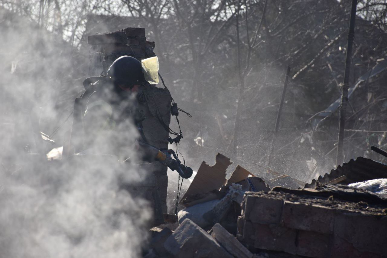  The aftermath of the Russian shelling of Kramatorsk on 13 February 2025