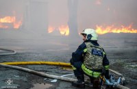 Fire breaks out on territory of enterprise in Cherkasy as of falling debris (update)