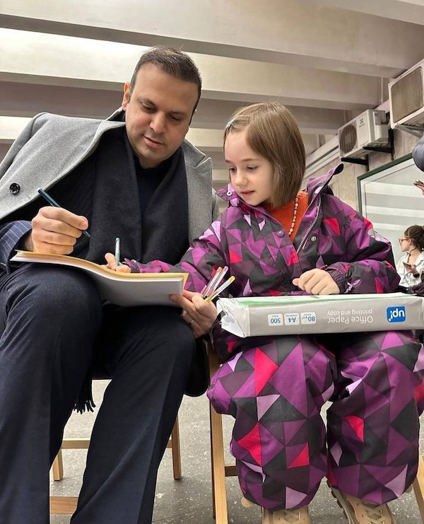 Munir Mammadzade in the Kyiv metro during an air-raid alert