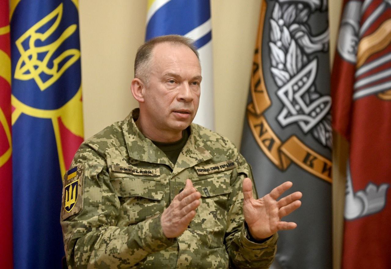 General Oleksandr Syrskyy, commander-in-chief of the Armed Forces of Ukraine, during a press conference