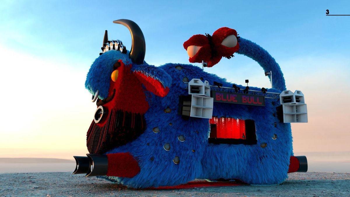 Blue Bull at Burning Man 2025.