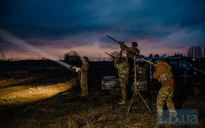 Ukrainian Air Defence Forces shoot down Russian missile, four Shaheds at night