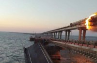 Crimea Bridge on fire