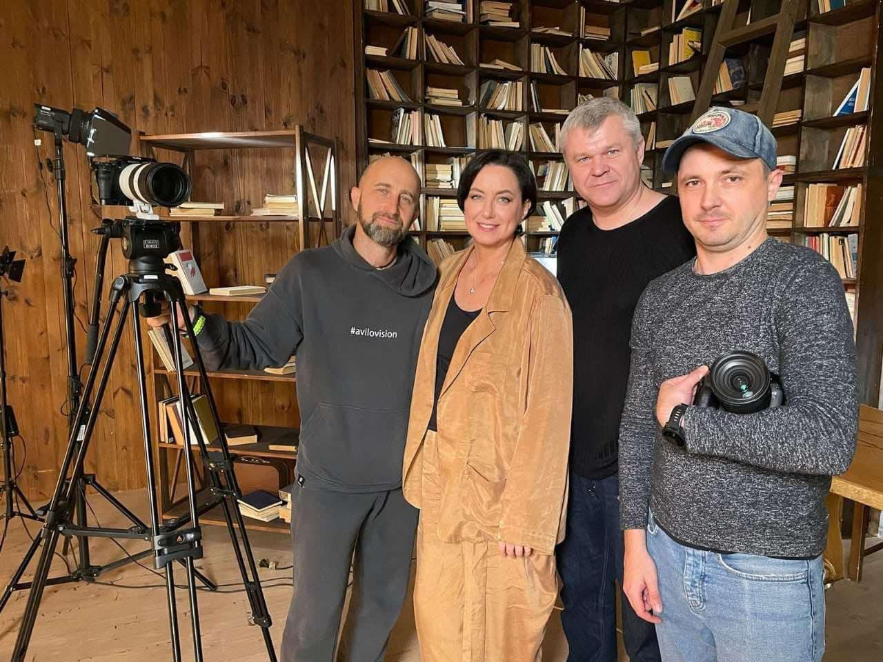 Myroslava Barchuk with the film crew