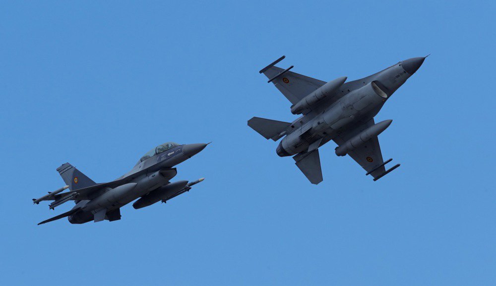 F-16 demonstration flights after the opening ceremony of the European F-16 Training Centre in Romania, November 13, 2023.