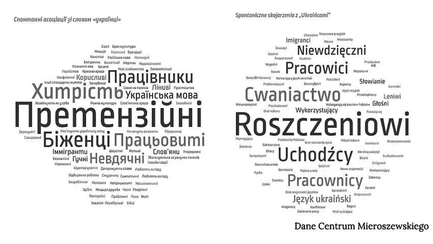 Survey data on what word Poles associate Ukrainians with