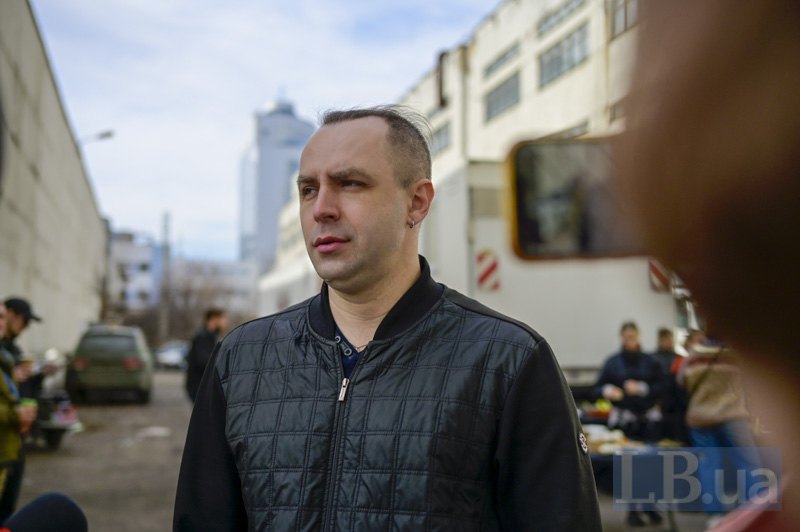 The film's screenwriter Yaroslav Voytseshek during the filming of the zombie horror film <i>Kakhovka Facility</i>