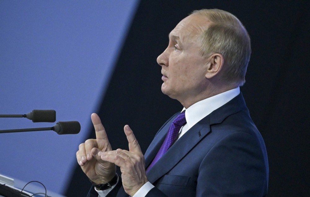 Russian President Vladimir Putin during the annual press conference on 23 December, 2021.