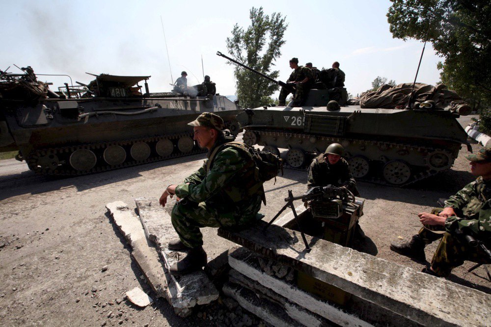 Russian troops near the Georgian city of Gori, 19 August, 2008.