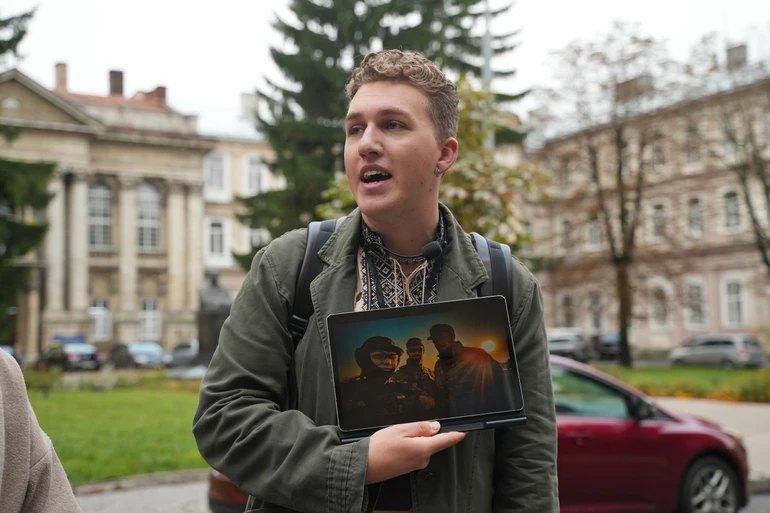 Yuriy Tsybukh conducts a tour in memory of sister Irina.