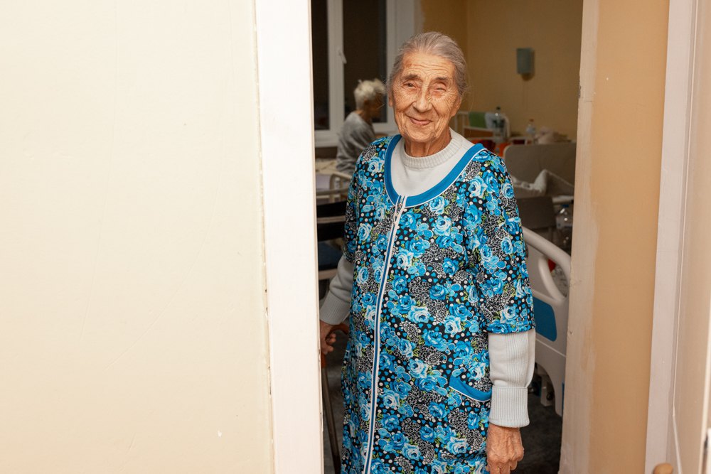 Evacuated from frontline areas in temporary shelter, January 2024