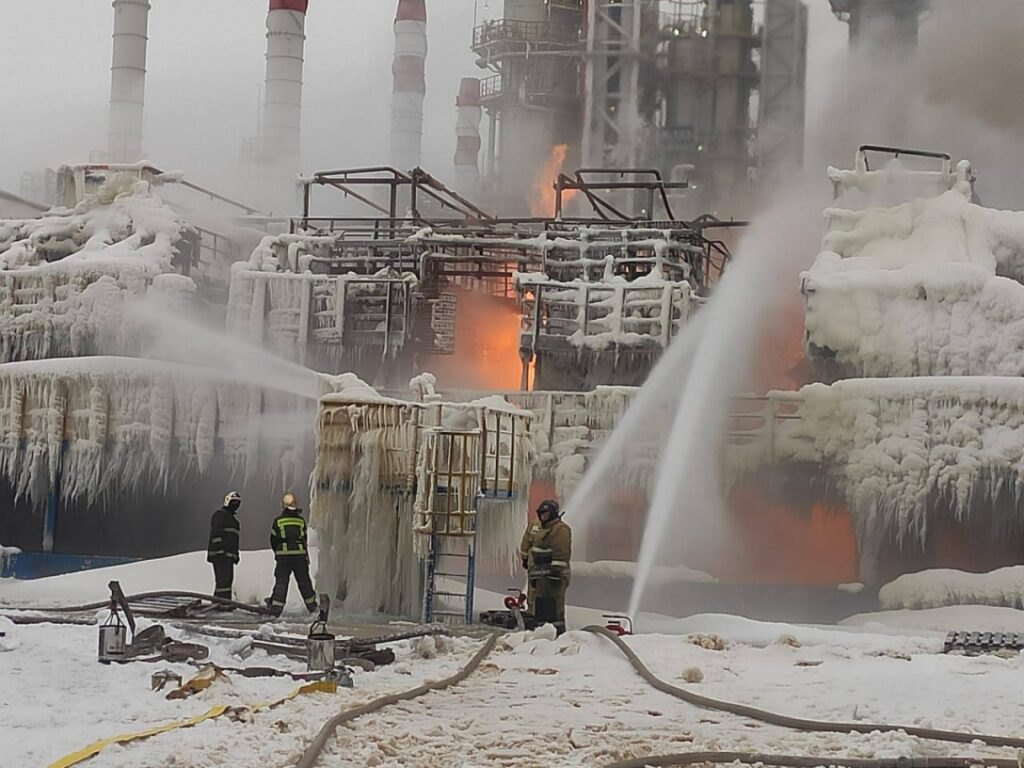 The consequences of the attack by Ukrainian drones on the Russian oil port Ust-Luga.