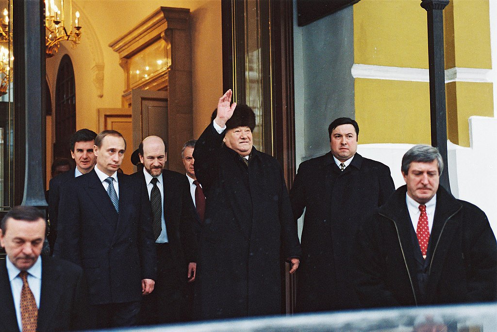 Vladimir Putin and Boris Yeltsin, who leaves the Kremlin. 31 December, 1999.