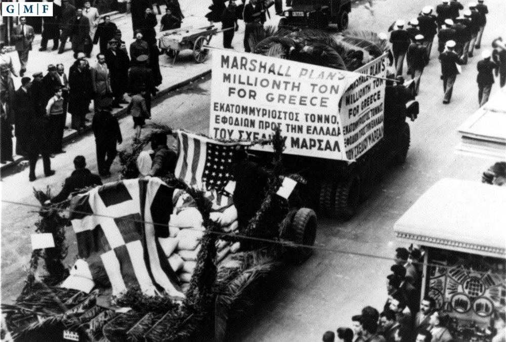 The transfer of aid to Greece from the United States under the Marshall Plan