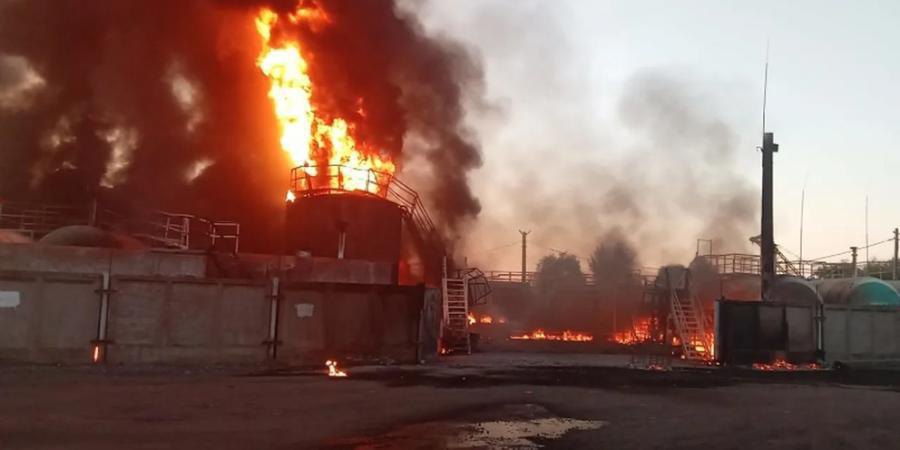 Lukoil refinery in Volgograd after a drone attack.