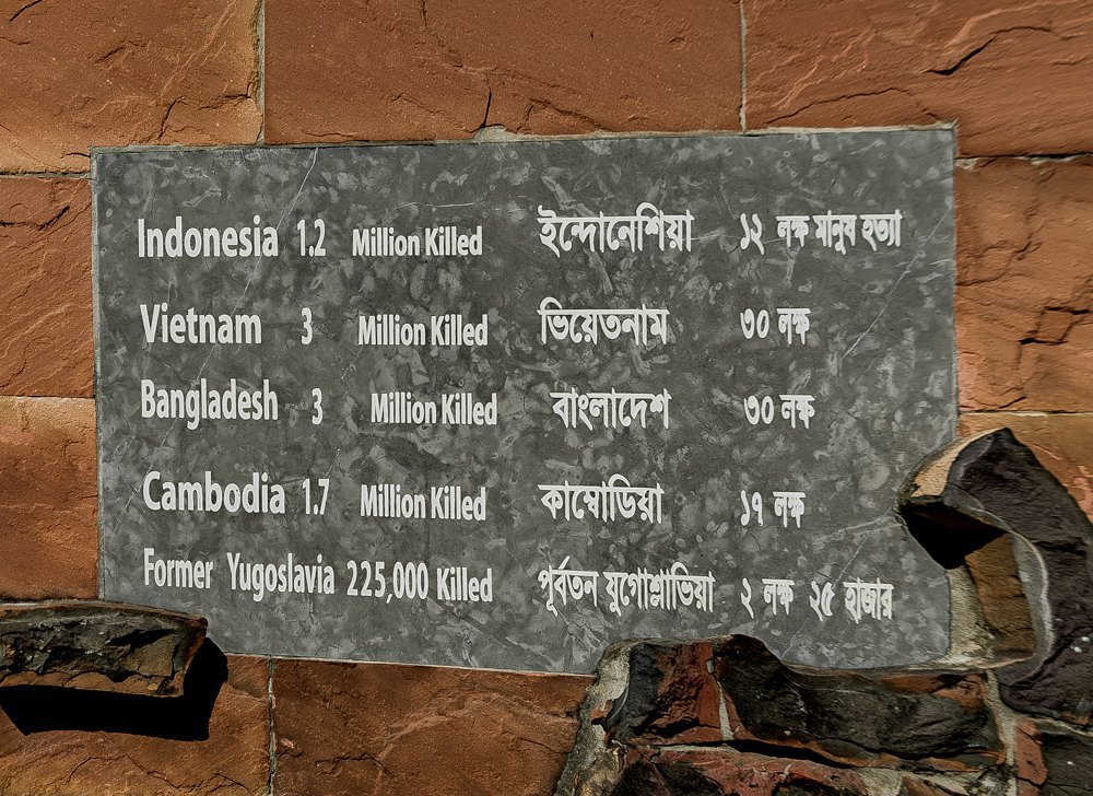 Comparative table of genocides at the place of the mass burial of Jaladhan in Dhaka