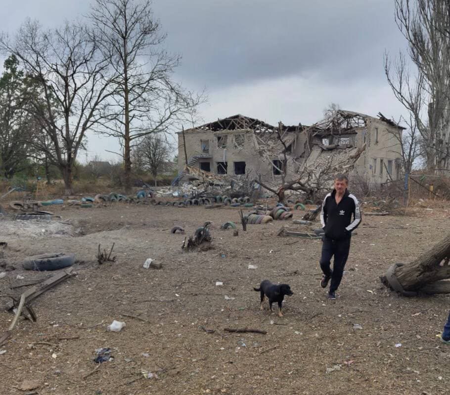 Kherson Region. The aftermath of an air strike on a kindergarten 