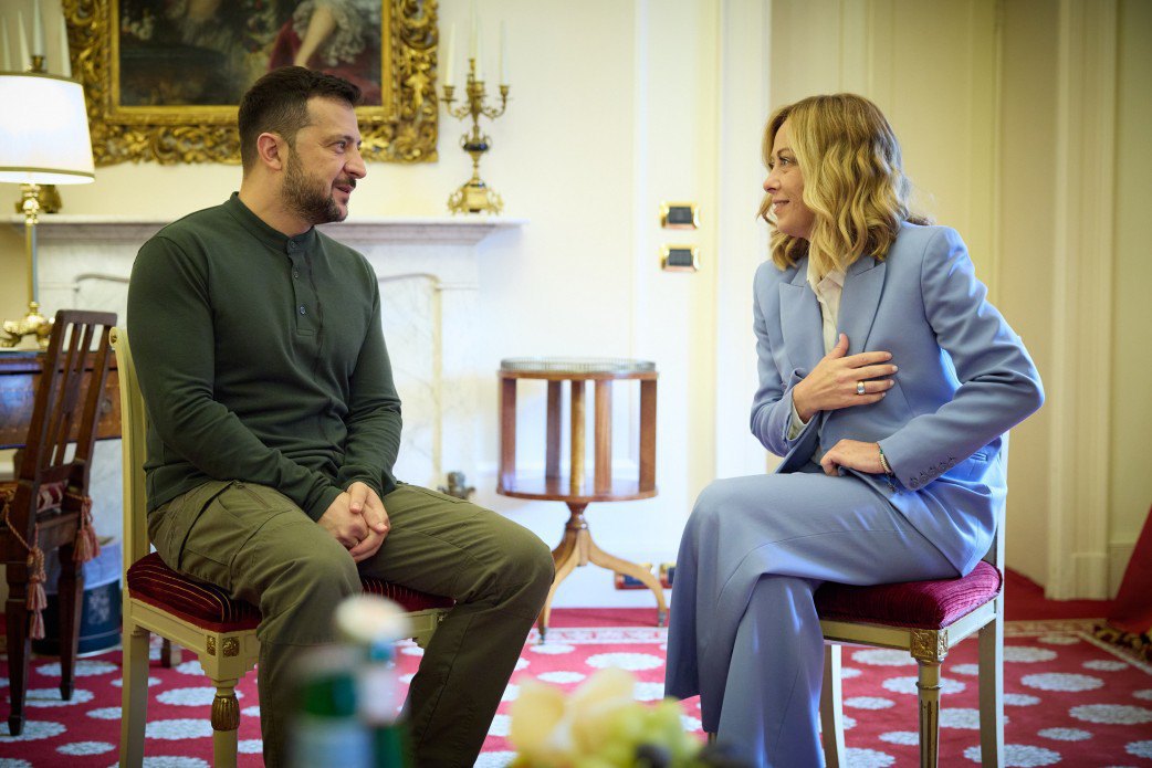 Volodymyr Zelenskyy and Giorgia Meloni