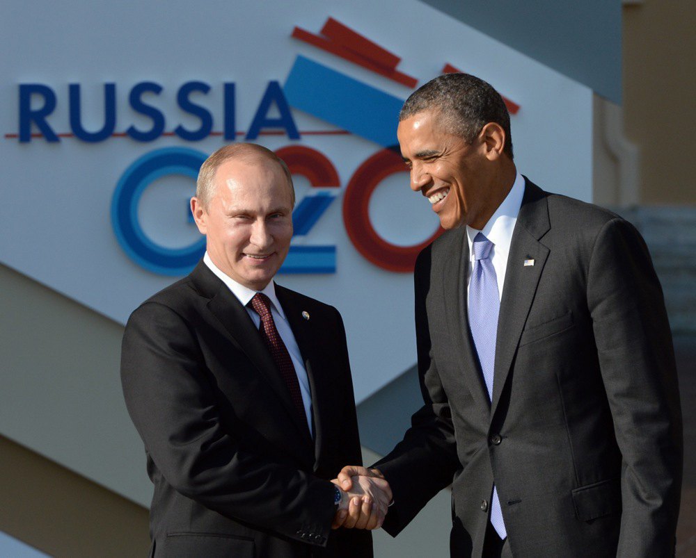 Russian President Vladimir Putin and US President Barack Obama during the G20 summit in St Petersburg on 5 September 2013.