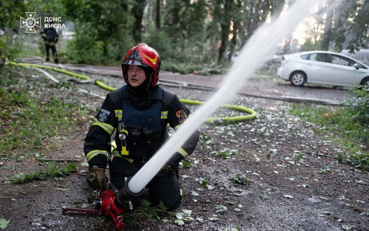 Drone Debris Falls on Car Park in Kyiv Centre, One Injured