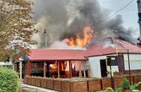 Building Catches Fire in Kramatorsk After Russian Attacks