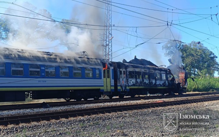 Shahed Drone Hits Kharkiv–Izium Train in Kharkiv Region, Fire Breaks Out (Updated)