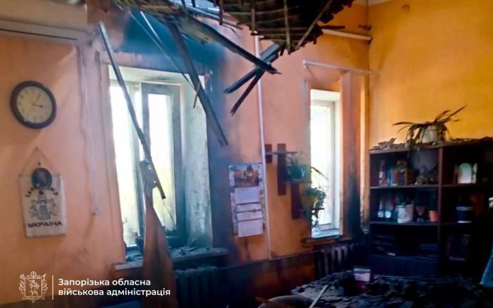 Russian Drones Strike Village Council Building in Zaporizhzhya Region