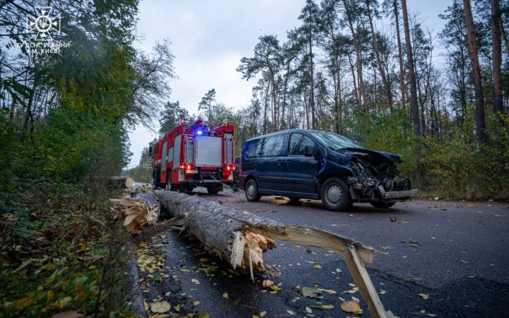 Негода на Київщині: надійшла інформація про 60 ДТП, пошкоджено 23 будівлі