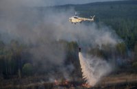 В Чернобыльской зоне горит 20 га травяного настила