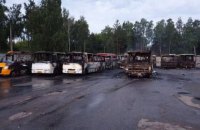 На стоянке под Киевом ночью сгорели 10 маршруток