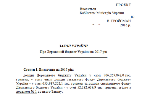 Держбюджет-2017 оприлюднено на сайті Ради