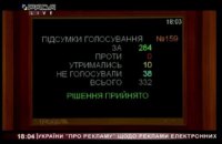 Рада ухвалила в першому читанні заборону реклами електронних сигарет