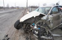 В Киеве на Троещине Lexus протаранил две маршрутки