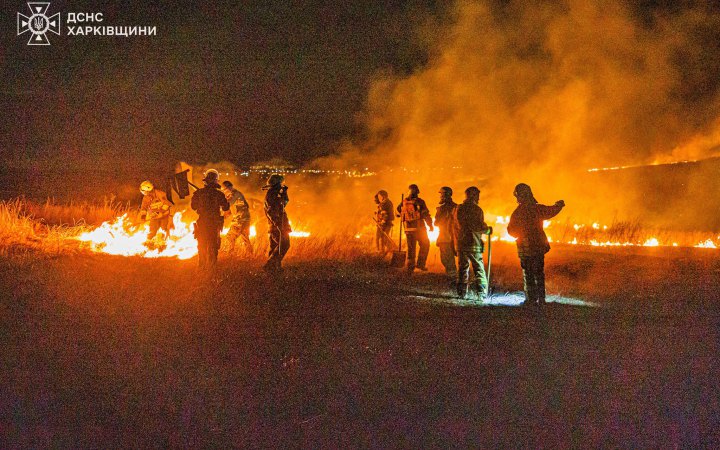 У передмісті Харкова ціле село опинилось під загрозою через займання сухої трави на площі 7 га